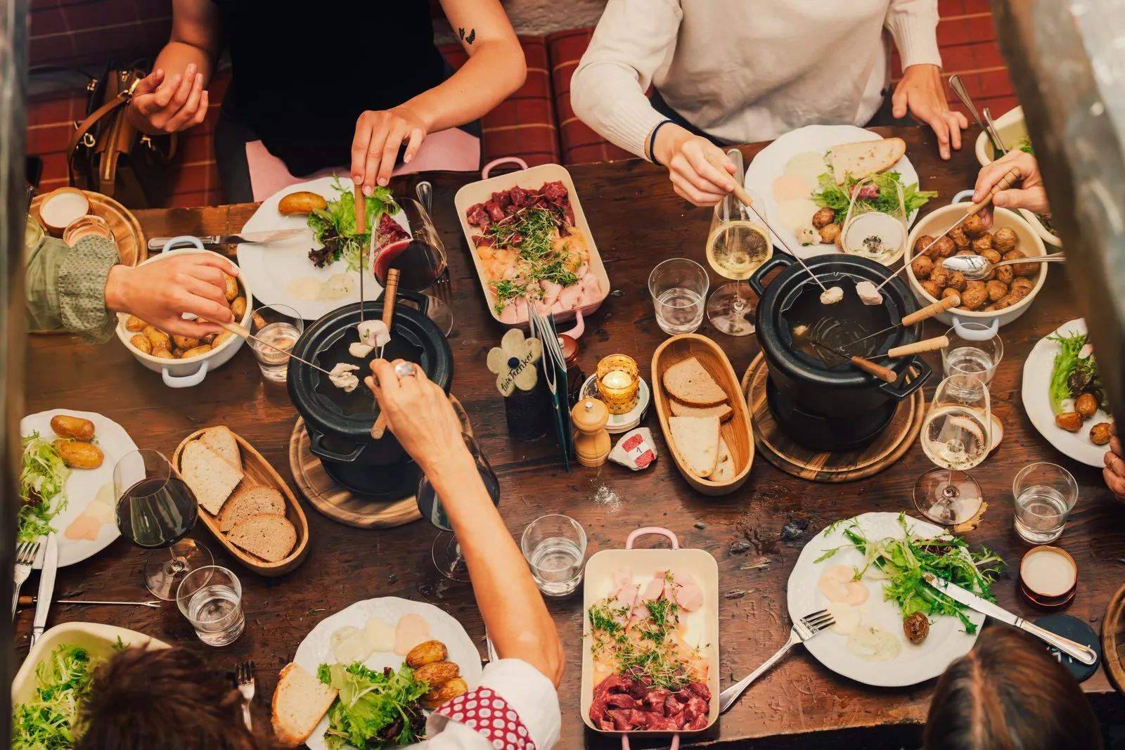 Fondue-Tafel von oben